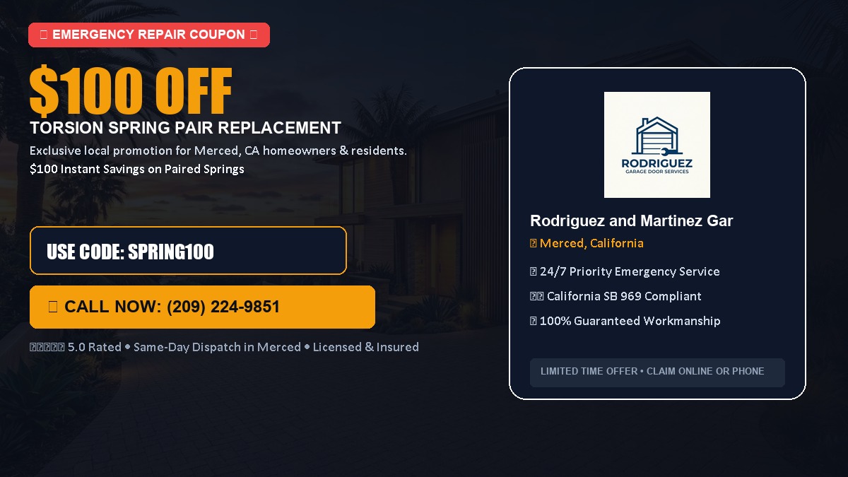 $100 OFF Heavy-Duty Torsion Spring Pair Replacement in Merced, CA